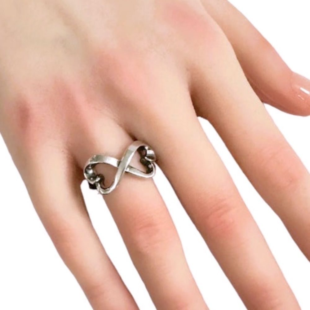 Paloma Picasso by Tiffany & Co Sterling Silver Double Heart Ring sz5 - Picture 12 of 14